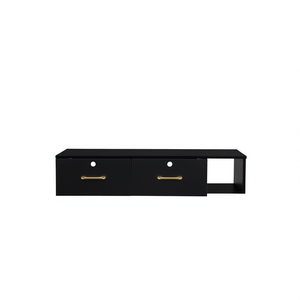 Mueble de Baño Negro de 15 cm, de Aglomerado con Superficie de Cáñamo, Dos Cajones con Cerradura para Muebles de Baño - Product Image 1