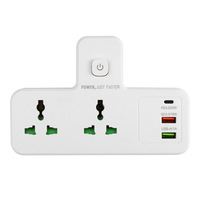 Multiprise Électrique Universelle avec Protection Contre les Surtensions, Rallonge Prise Murale 16A, Port USB, Veilleuse, Cuivre, IP22