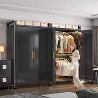 Armoire en acier à montage facile pour chambre à coucher, penderie anti-poussière pour vêtements, placard pour bébé, idéale pour chambre et maison de location