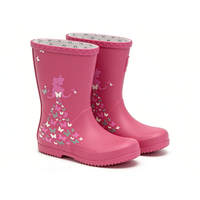 Bottes de pluie imperméables antidérapantes pour enfants, mi-mollet, avec tige en caoutchouc et doublure en coton