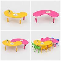 Table demi-lune en plastique en forme de rein pour enfants, idéale pour la lecture et l'écriture, design moderne, écologique, pour l'école, la chambre et l'extérieur