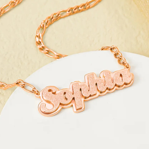 Collana con nome personalizzato a doppio strato in acciaio inossidabile placcato oro con iniziale, regalo per donne e <span class=keywords><strong>bambini</strong></span> - Product Image 3
