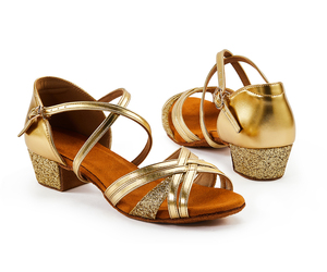 Zapatos <span class=keywords><strong>de</strong></span> <span class=keywords><strong>Baile</strong></span> Latino <span class=keywords><strong>de</strong></span> Piel Sintética con Purpurina Dorada para Niñas Principiantes con Punta Abierta y Tacón Bajo para <span class=keywords><strong>Clases</strong></span> <span class=keywords><strong>de</strong></span> <span class=keywords><strong>Baile</strong></span> y <span class=keywords><strong>Baile</strong></span> <span class=keywords><strong>de</strong></span> Salón - Product Image 2