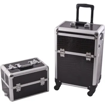 New design aluminum beauty case , KL-H351 black case with taht skype of wheel