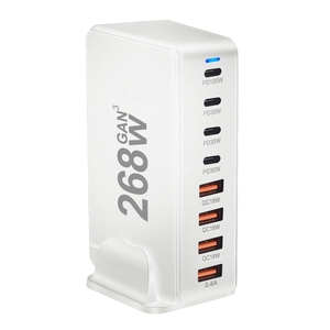 Caricatore GaN 268W con Porte USBC e USBA, Adattatore Rapido PD+QC 3.0, Stazione di Ricarica 8 in 1 con Spine UK/<span class=keywords><strong>EU</strong></span>/US/AU/Coreane - Product Image 5