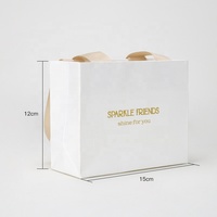 Sacs en papier d'emballage cadeau recyclables avec logo imprimé personnalisé, avec poignée en ruban, pour les magasins de vêtements, de bijoux et de cosmétiques