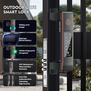 Serrure de <span class=keywords><strong>porte</strong></span> intelligente pour cour intérieure, étanche, en aluminium, avec empreinte digitale, mot de passe numérique, coulissante, anti-effraction - Product Image 6