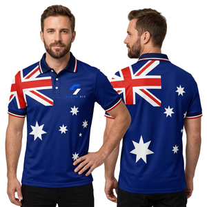 Chemise à manches courtes pour homme Storm Fit, imprimé drapeau australien, tricotée, respirante, séchage rapide, bleue, design sportif décontracté - Product Image 1