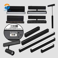 Système d'éclairage sur rail magnétique en aluminium encastré en surface 220V AC, personnalisable CCT, avec grille LED dimmable pour éclairage mural (flood/spot)