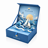Boîte Cadeau en Papier 3D Thème Voile d'Océan, Emballage Rigide Magnétique, Design Phare et Bateau à Voile pour Cadeaux de Marque Premium