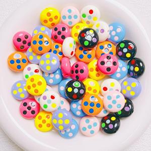 Perles acryliques de chaîne de téléphone portable pour bricolage, palette de couleurs rondes et plates, perles en vrac pour des conceptions créatives - Product Image 1