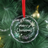 Ornement de Noël en cristal transparent personnalisé 2026 – Décoration promotionnelle à suspendre pour sapin de Noël, idéal pour offrir