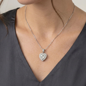 Collar con Colgante de Diamante Cultivado en Laboratorio, Collar con Halo de Corazón para Mujer, Regalo Romántico de Joyería para Ella - Product Image 2