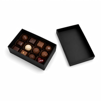 Boîte d'emballage cadeau en papier rigide noir avec logo personnalisé, pour chocolats truffés de Dubaï, recyclable