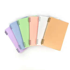 Custom A5 Wholesale Print 80gsm Lined Paper Pp Hard Cover Spiral Notepad Binding Journal Coil Notebook Exercise Planner