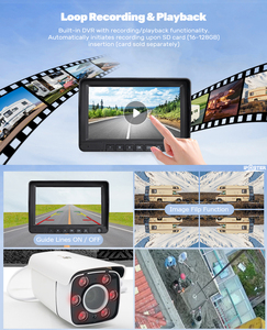 Kỹ thuật số không dây không thấm nước ip69 xây dựng cẩu tháp máy ảnh 7 inch DVR Quad hệ thống màn hình với điểm mù giám sát Kit - Product Image 3