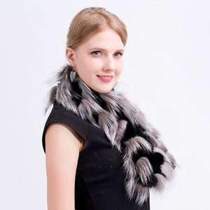MWFur bufanda de piel de conejo Rex con cuello de pelo de zorro moda de invierno tejido a mano bufanda de piel recortada de pelo de zorro <span class=keywords><strong>para</strong></span> Collar - Product Image 3