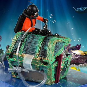 New Treasure Chest Shaped Frogman Aquário Acessórios Air Action Ornamento Fish Tank Aquascaping Decoração - Product Image 4