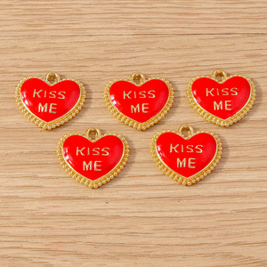 Weny, 10 piezas por paquete, nuevo accesorio en forma de corazón, colgante de pulsera romántico <span class=keywords><strong>KISSME</strong></span> con forma de corazón - Product Image 3