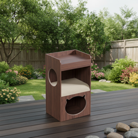 Arbre à chat en bois avec meuble et nid caché, tour d'activités pour chat M1011, design double usage pour humain et animal