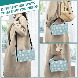 Reusable Daisy Flower Women Insulated <b>Cooler</b> Tote Camping Picnic Double Deck Lunch <b>Cooler</b> <b>Box</b> with Adjustable Shoulder Strap - Product Image 6