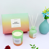 Caja de Regalo de Fragancias para el Hogar, Juego de Difusor de Aromas y Velas de Cera de Soya Hechas a Mano, Sin Alcohol, Sin Plomo, Forma Redonda, Duración de 6 Meses