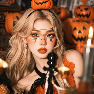 Tatouages de visage d'<span class=keywords><strong>Halloween</strong></span> imperméables et résistants à la transpiration Conceptions de <span class=keywords><strong>maquillage</strong></span> fantômes mignons pour le Nouvel An pour un look festif - Product Image 1