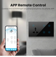 Commutateur d'éclairage intelligent WiFi 4 gangs Prise murale universelle standard pour panneaux de verre électriques Télécommande pour appareils domestiques intelligents