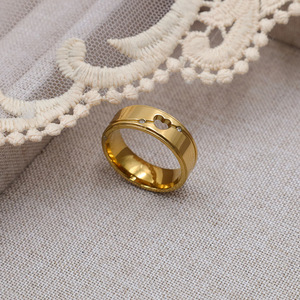 Heart Shape Hollow <b>Titanium</b> Steel <b>Ring</b> Gold Women's Fashion Jewelry Gift - Product Image 3
