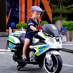 2023 nouvelle <span class=keywords><strong>moto</strong></span> de police blanc vert <span class=keywords><strong>6V</strong></span> deux roues jouet de voiture pour enfants à piles avec lumière d'alarme - Product Image 2