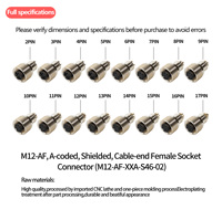 Daftar Harga Dealer Konektor Kabel M12 10 Pin Siap Pakai, Tipe Mur, Pengunci Sekrup, Soket Betina Multi Kontak