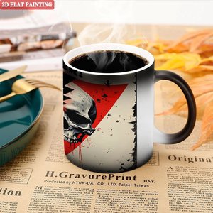 Taza Blanca Esmerilada Negra de 11 oz, Taza de Cerámica que Cambia de Color con el Calor, Suministros para Tiendas de Regalos, Venta al por Mayor - Product Image 5