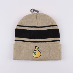 BSCI usine hiver chapeaux unisexe acrylique pull chaud manchette bonnet personnalisé imprimé Logo tricot bonnet casquette Jacquard bonnet chapeau - Product Image 3