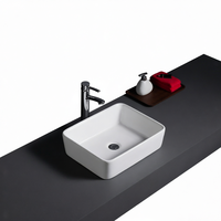 Vasque de salle de bain rectangulaire en céramique à poser sur comptoir, moderne, pour hôtels et villas, écologique, vente en gros