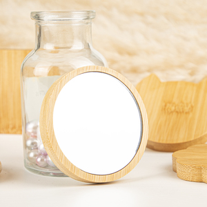 New Silver Finish Personalized Bamboo Desktop Cosmetic <b>Mirror</b> with Aluminum Insert Single-Sided - Product Image 2