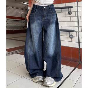 American Retro Embroidered Eco-Friendly Loose Fit Denim <b>Jeans</b> for <b>Men</b> Women 2026 Spring Autumn Washed Blue <b>Wide</b>-<b>Leg</b> - Product Image 4