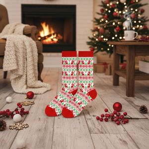 Nordic Pattern Classic Christmas Themed Unisex Ankle <b>Socks</b> Breathable for Daily Usage - Product Image 3