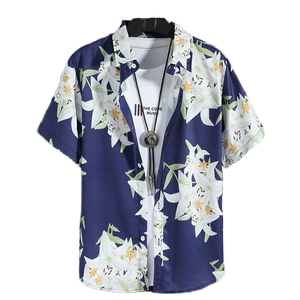 เสื้อเชิ้ตแขนสั้นพิมพ์ลายตัวอักษรสี่ด้านของผู้ชายเครื่องแต่งกายลำลองทรงหลวมแฟชั่นญี่ปุ่นสำหรับฤดูร้อน - Product Image 1