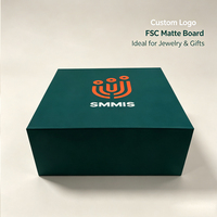 Boîte cadeau rigide magnétique pliable bleu vert foncé personnalisée avec logo sur mesure en carton mat pour présentation de bijoux et de marques de cadeaux