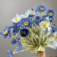 Fleurs en soie de qualité supérieure, pavots artificiels floqués pour la décoration de la maison