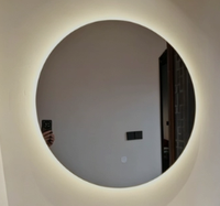 Miroir de salle de bain rond mural à écran tactile éclairé anti-buée avec LED pour fixation murale