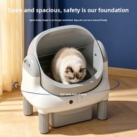 Bac à litière automatique à nettoyage automatique avec télécommande, design ouvert, capacité de 4 L, toilette intelligente pour chats domestiques et chats d'intérieur
