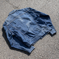 Veste en jean délavée tendance avec logo personnalisé pour homme, veste en jean multi-poches, veste décontractée pour homme
