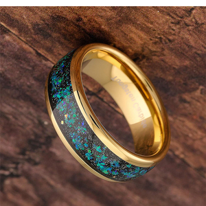 Pareja moda grabado personalizado galaxia ópalo oro tungsteno anillos para hombres mujeres boda banda compromiso <span class=keywords><strong>promesa</strong></span> regalo - Product Image 2