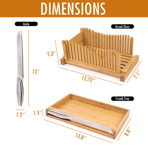 Bánh Mì <span class=keywords><strong>Slicer</strong></span> với bánh mì dao cho bánh mì tự chế có thể gập lại và nhỏ gọn cắt hướng dẫn với Crumb khay bánh mì tròn - Product Image 3