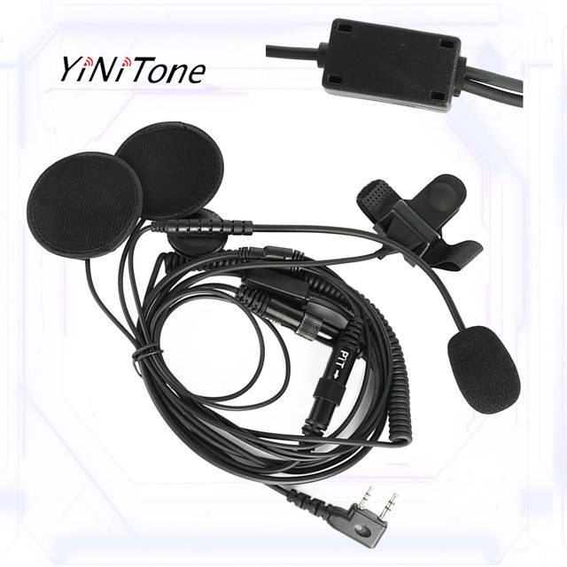 2 Pin K Plug Kenwood Baofeng Puxing Helmet Headset PTT Mic Telephone Headset for Walkie Talkie Handheld Two Way Radio for
