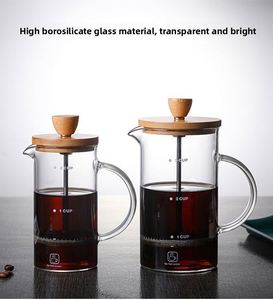 Luxury Design 400ml 800ml Manual Glass <b>Coffee</b> Brewer French Press <b>Coffee</b> Maker With Bamboo Lid and 304 SS <b>Filter</b> for Office Home - Product Image 6