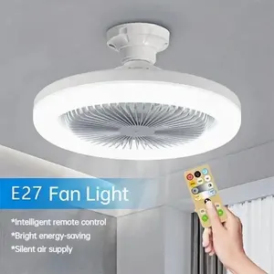 Moderne 3 Kleuren Dimmen Kamer Hotel Bureau E27 360 Roterende Mini Ventilator Lamp Led Plafondventilator Met Licht En Afstandsbediening