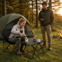 Table Tactique Pliante Moderne en Acier Inoxydable pour Extérieur, Étanche, Portable, avec Pieds en X, pour Camping, Randonnée, Jardin (6 Places)