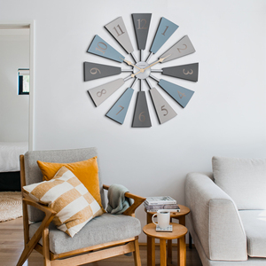 Horloge murale INFINITY TIME de haute qualité, style <span class=keywords><strong>moulin</strong></span> à <span class=keywords><strong>vent</strong></span>, DIY, moderne, style ferme, <span class=keywords><strong>pour</strong></span> la maison, 24 pouces, en <span class=keywords><strong>plastique</strong></span>, forme ronde - Product Image 2